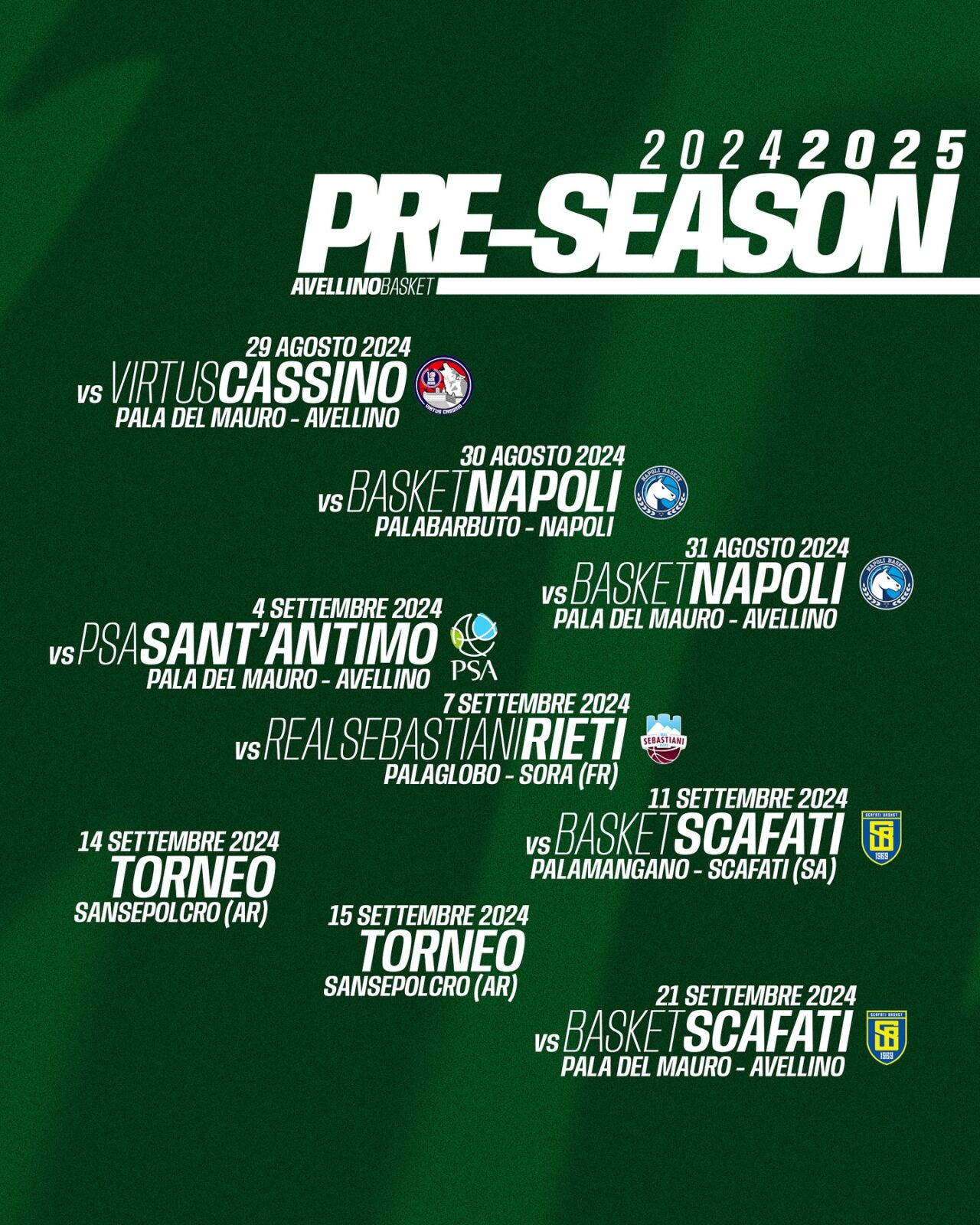 CALENDARIO PRESEASON: Il 29 AGOSTO PRIMO TEST